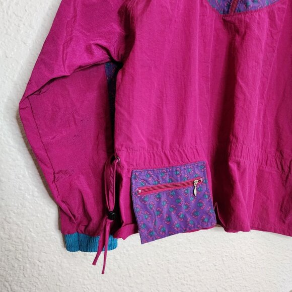 Duffel Sportswear Vintage Windbreaker Jacket Pink Purple Teal Women's Size Med - Picture 2 of 9